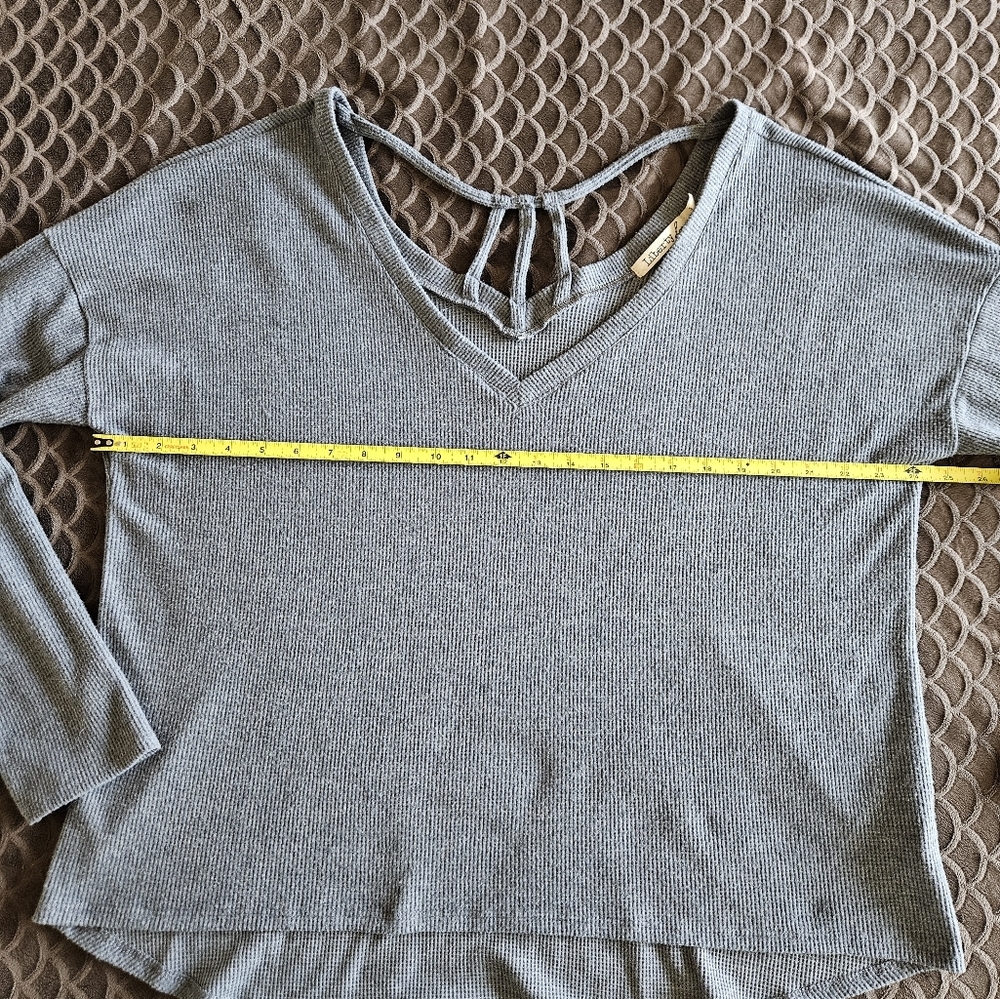Liberty Love Waffle Knit Tank In Gray - Size XL - Picture 5 of 5